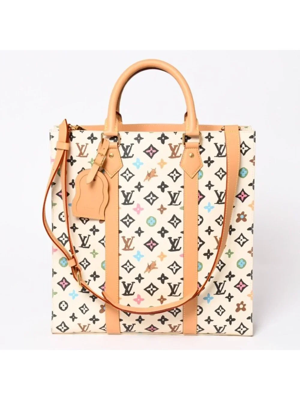 Louis Vuitton Monogram Craggy Sac Plat 2-Way Tote Bag Ivory Multicolor